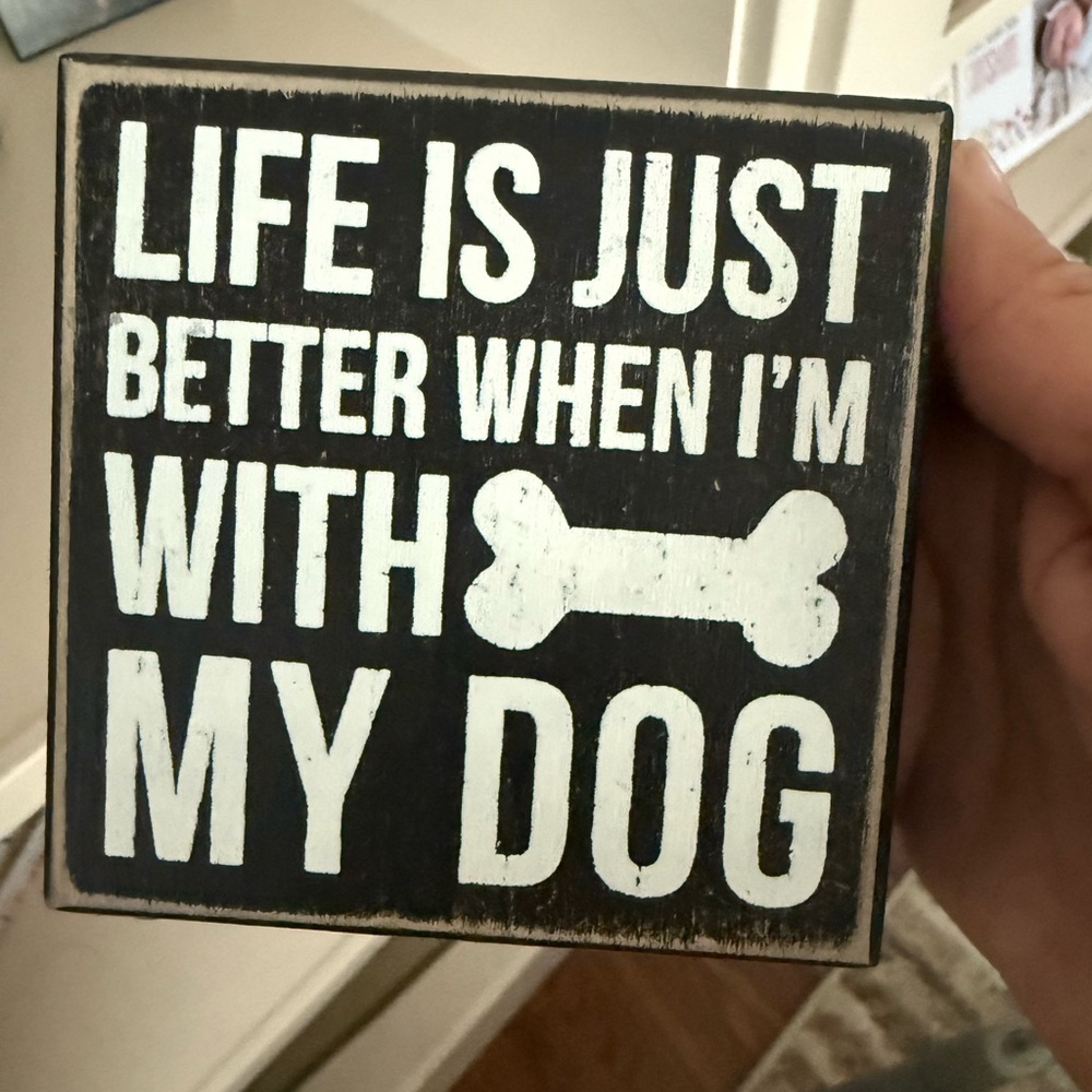 Primitives by Kathy Black and White Dog Sign